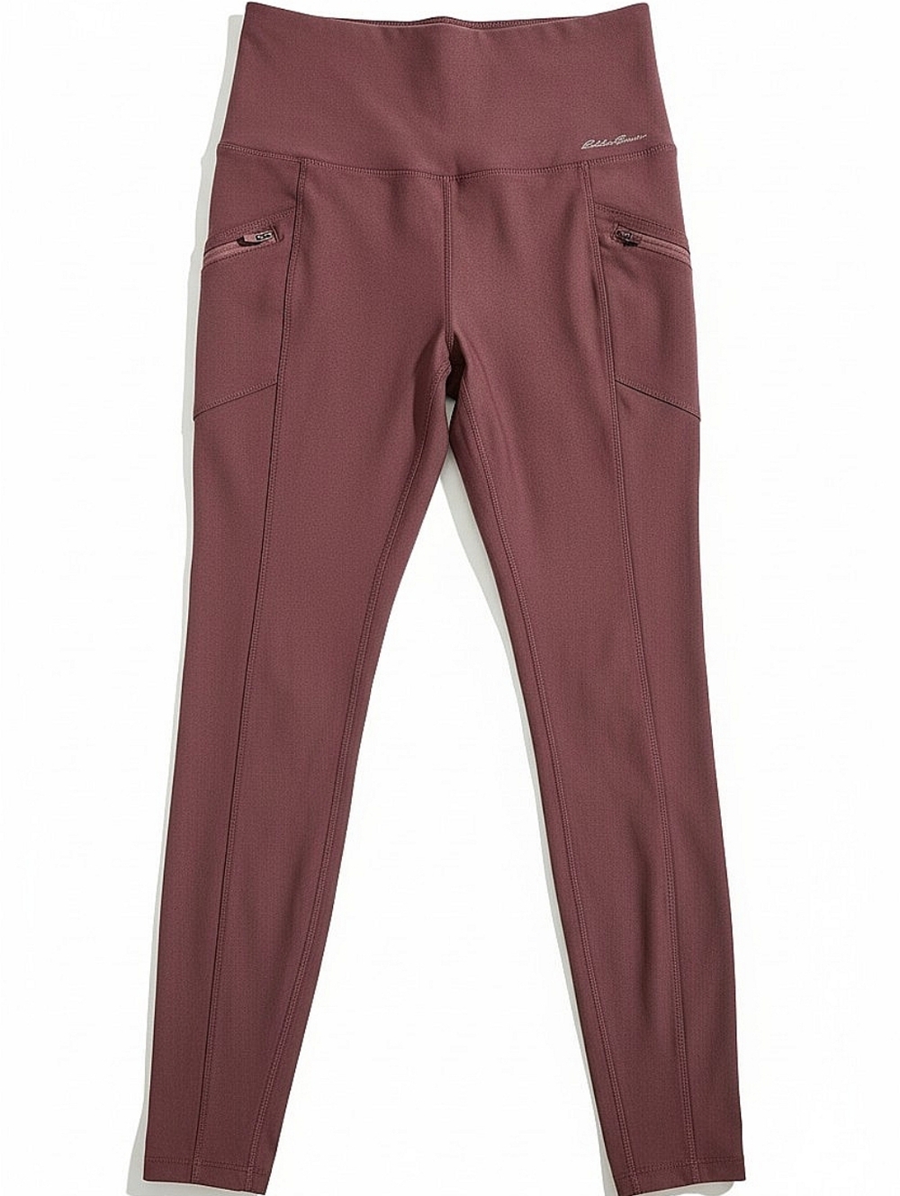 NEW! Eddie Bauer High-Rise Burgundy Performance Leggings with Zip Pockets